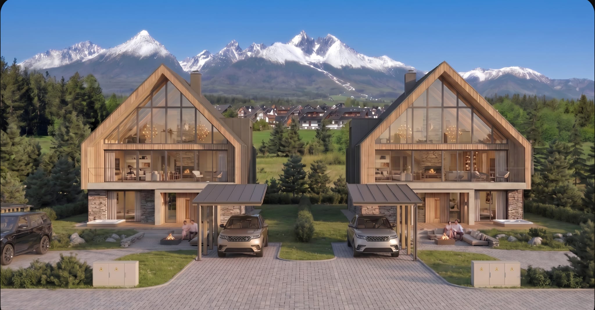 Chalety s pohľadom na Vysoké Tatry